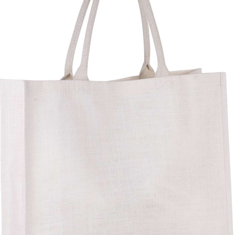 ki0219-white-a1 Kimood JUTE BEACH BAG - Λευκό