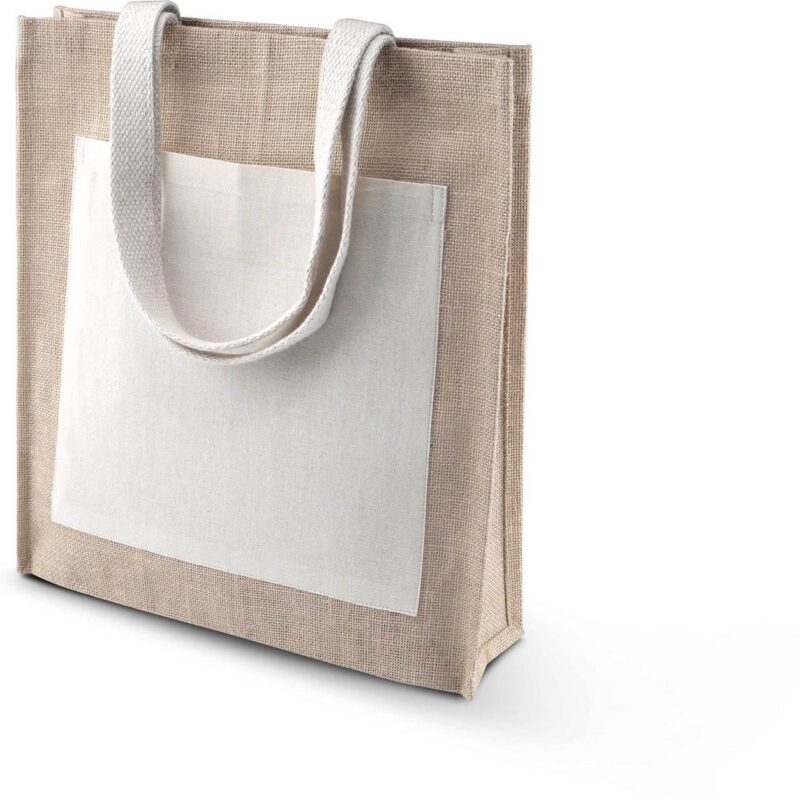 ki0221-natural-a1 Kimood JUTE SHOPPER BAG - Φυσικό