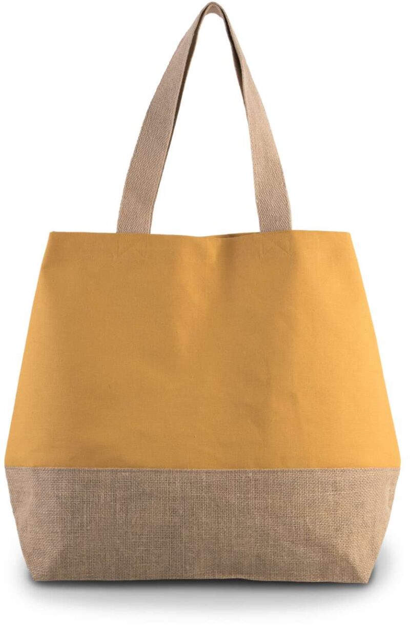 ki0235-cumin_yellownatural-a1 Kimood CANVAS και JUTE HOLD-ALL SHOPPER BAG - Cumin Yellow/Natural