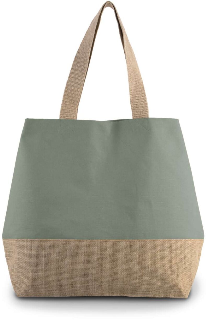 Kimood CANVAS και JUTE HOLD-ALL SHOPPER BAG - Dusty Light Green/Natural