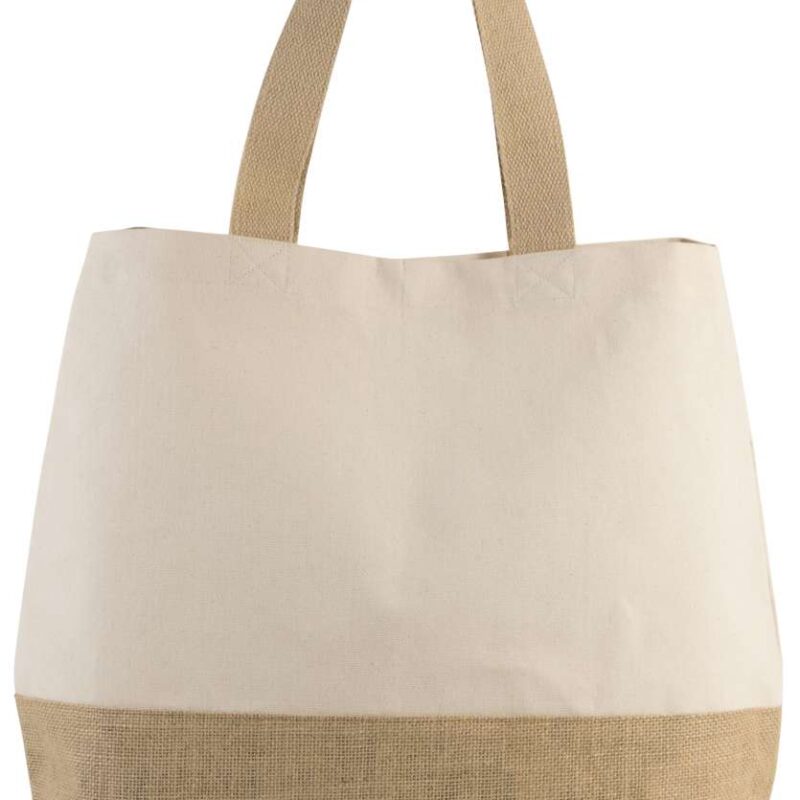 ki0235-naturalnatural-a1 Kimood CANVAS και JUTE HOLD-ALL SHOPPER BAG - Natural/Natural