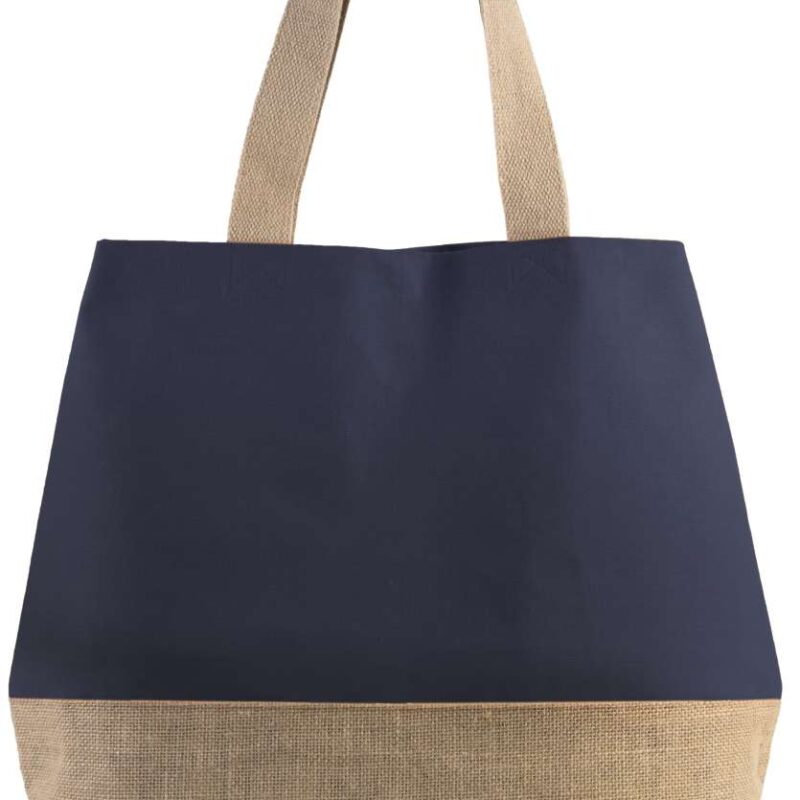 ki0235-patriot_bluenatural-a1 Kimood CANVAS και JUTE HOLD-ALL SHOPPER BAG - Patriot Blue/Natural