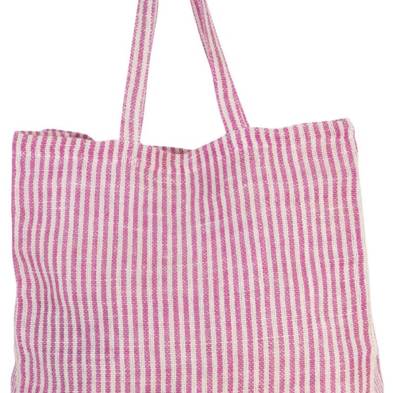 ki0236-magentanatural-a1 Kimood JUCO STRIPED SHOPPER BAG - Magenta/Natural