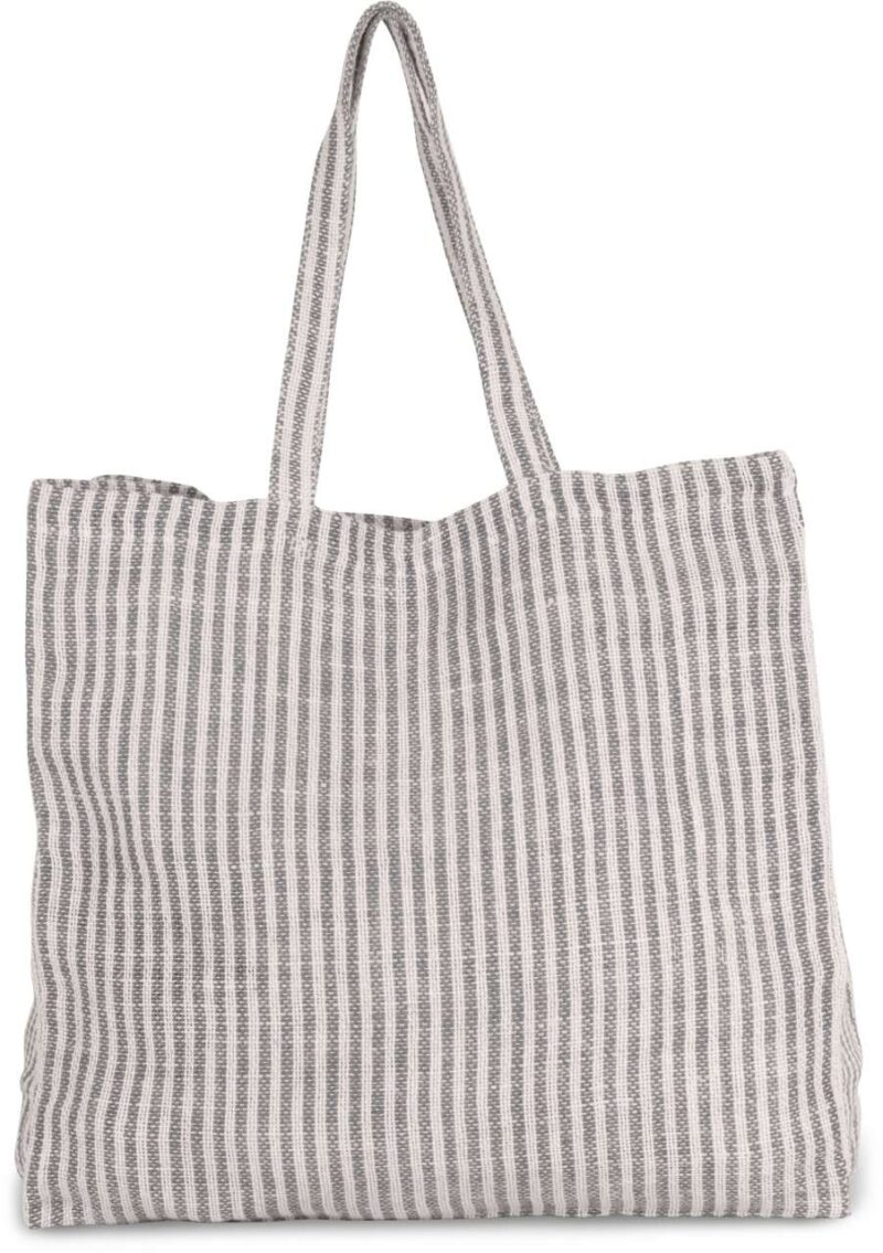 ki0236-steel_greynatural-a1 Kimood JUCO STRIPED SHOPPER BAG - Steel Grey/Natural