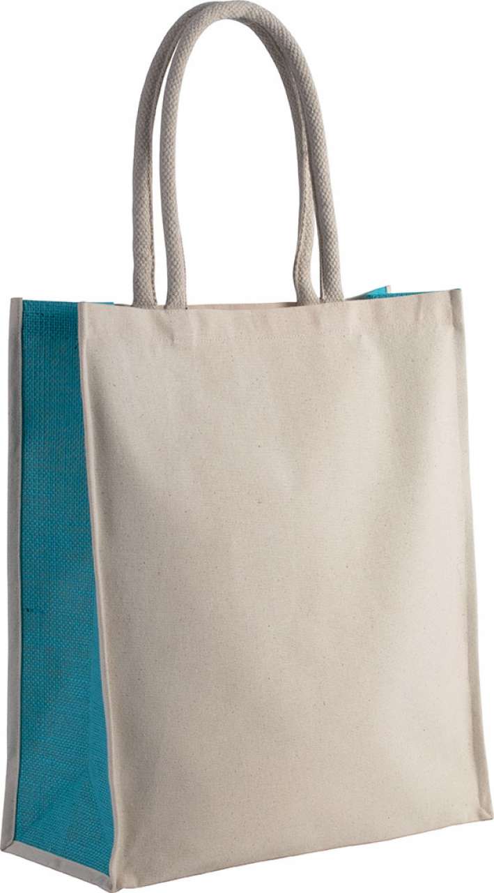 Kimood COTTON / JUTE TOTE BAG - 23 L - Φυσικό/Τιρκουάζ