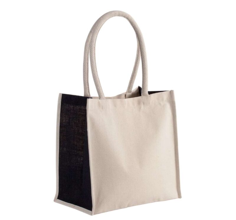 Kimood COTTON / JUTE TOTE BAG - 17 λίτρα - Φυσικό/Τιρκουάζ