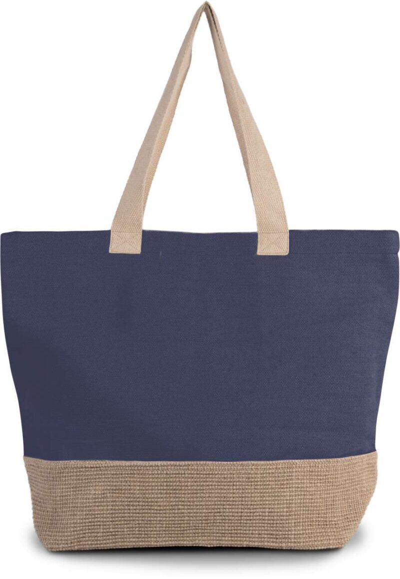 ki0258-patriot_bluenatural-a1 Kimood RUSTIC JUCO HOLD-ALL SHOPPER BAG - Patriot Blue/Natural