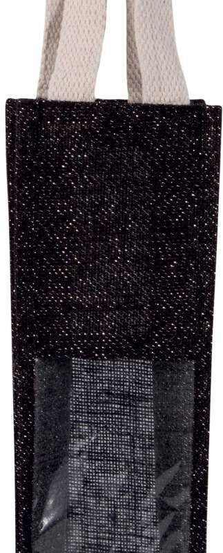 ki0267-black_silver-a1 Kimood JUTE BOTTLE BAG - Black/Silver