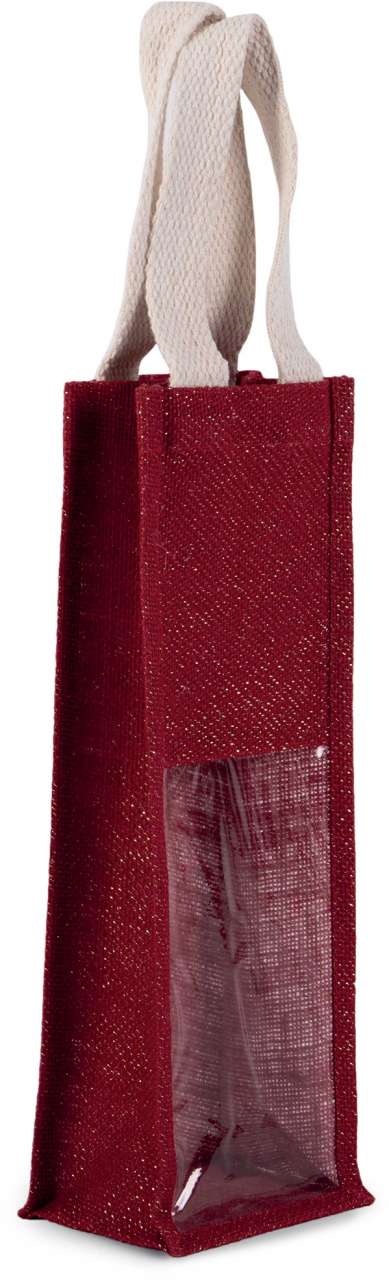 Kimood JUTE BOTTLE BAG - Cherry Red/Gold