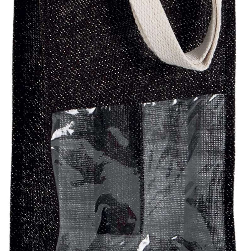 ki0268-black_silver-a1 Kimood JUTE BOTTLE BAG - Black/Silver