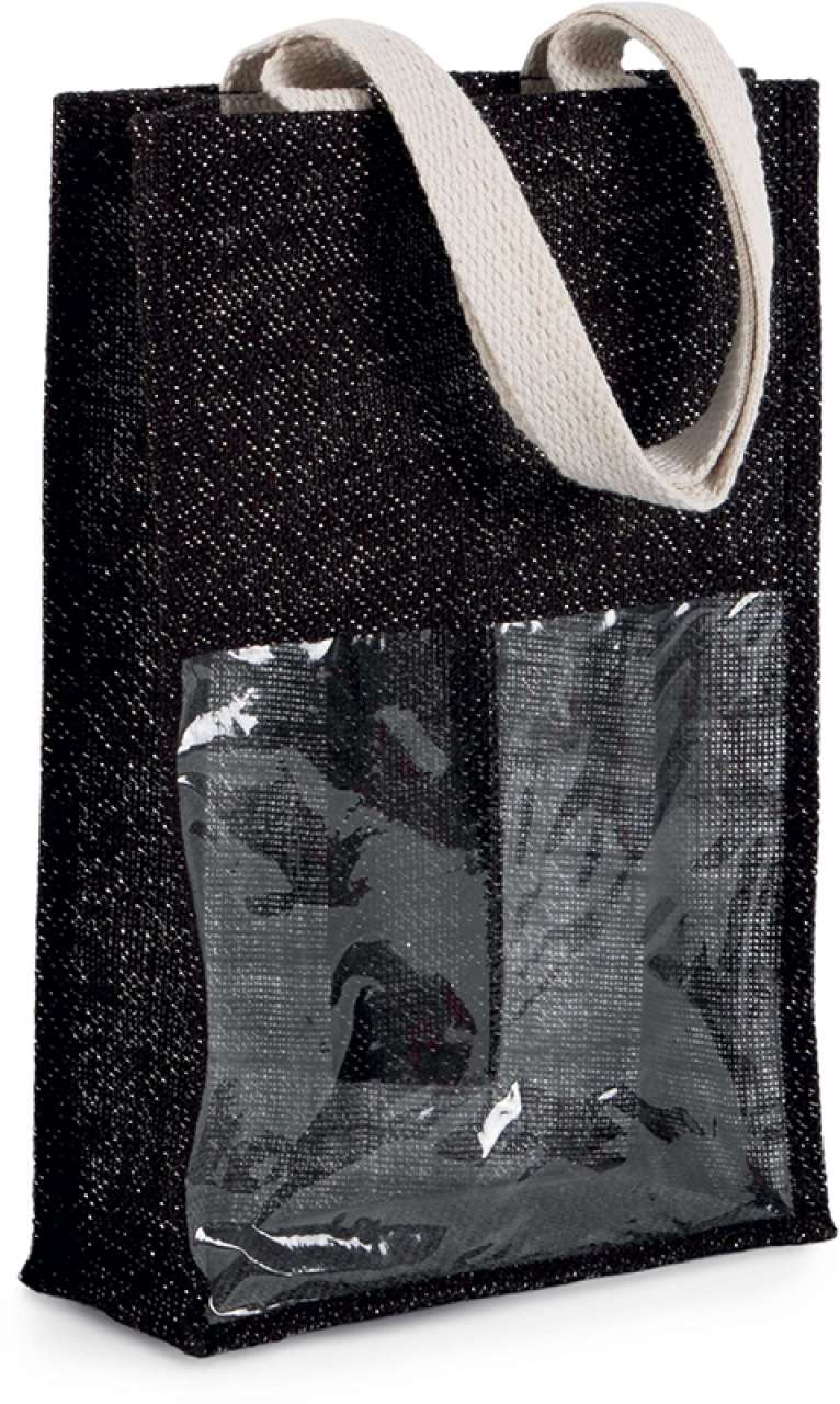 Kimood JUTE BOTTLE BAG - Black/Silver