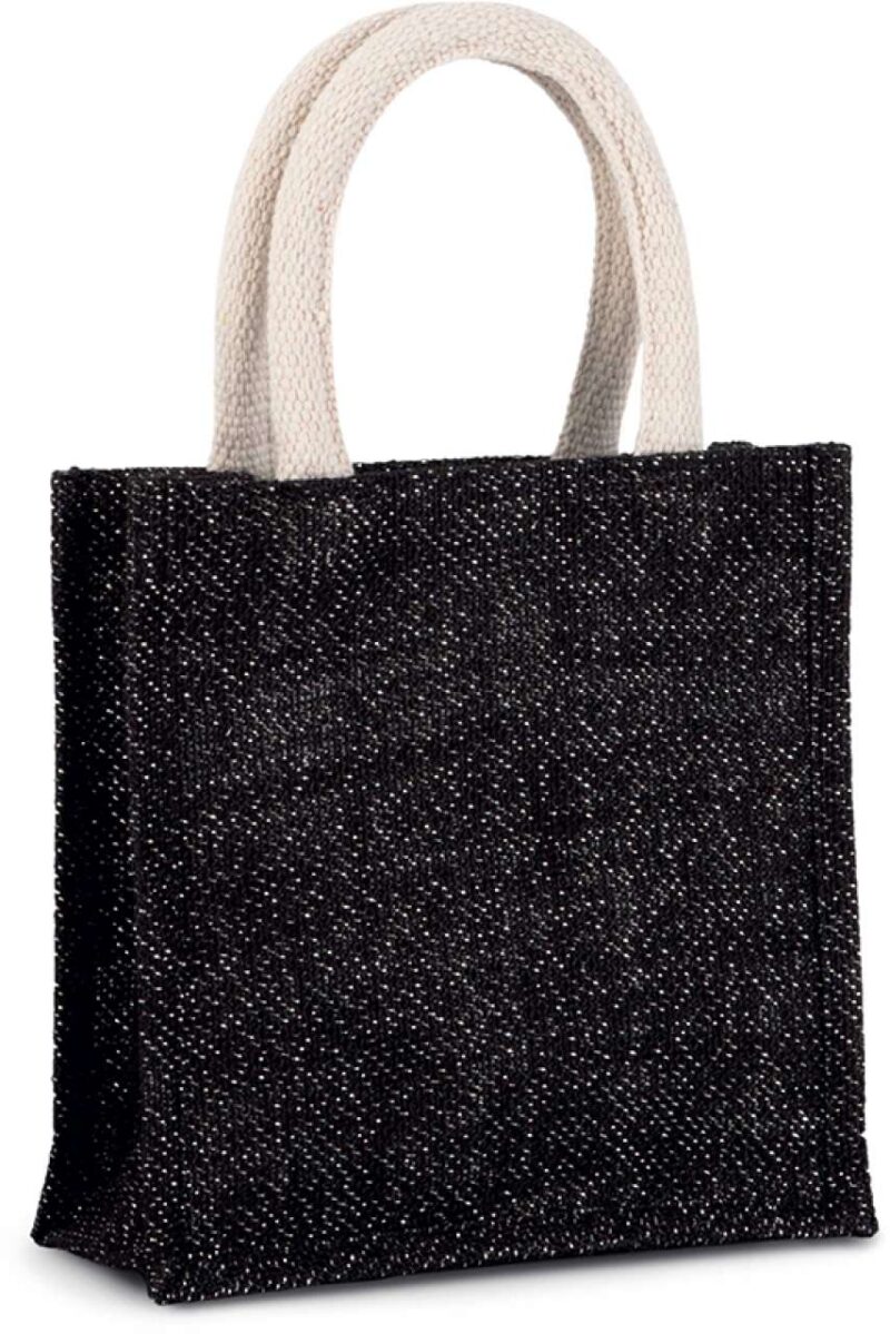 Kimood JUTE CANVAS TOTE - SMALL - Black/Silver