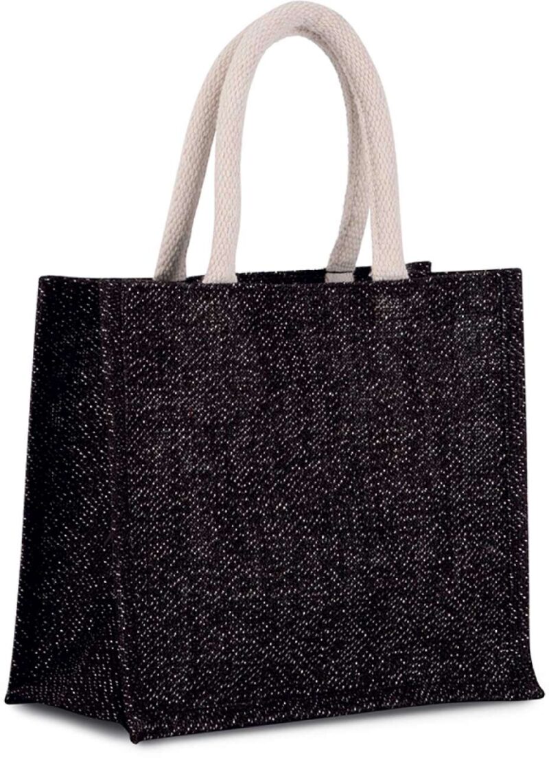 Kimood JUTE CANVAS TOTE - MEDIUM - Black/Silver