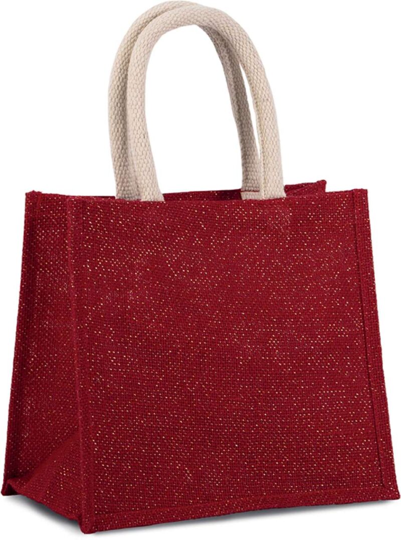 Kimood JUTE CANVAS TOTE - MEDIUM - Cherry Red/Gold