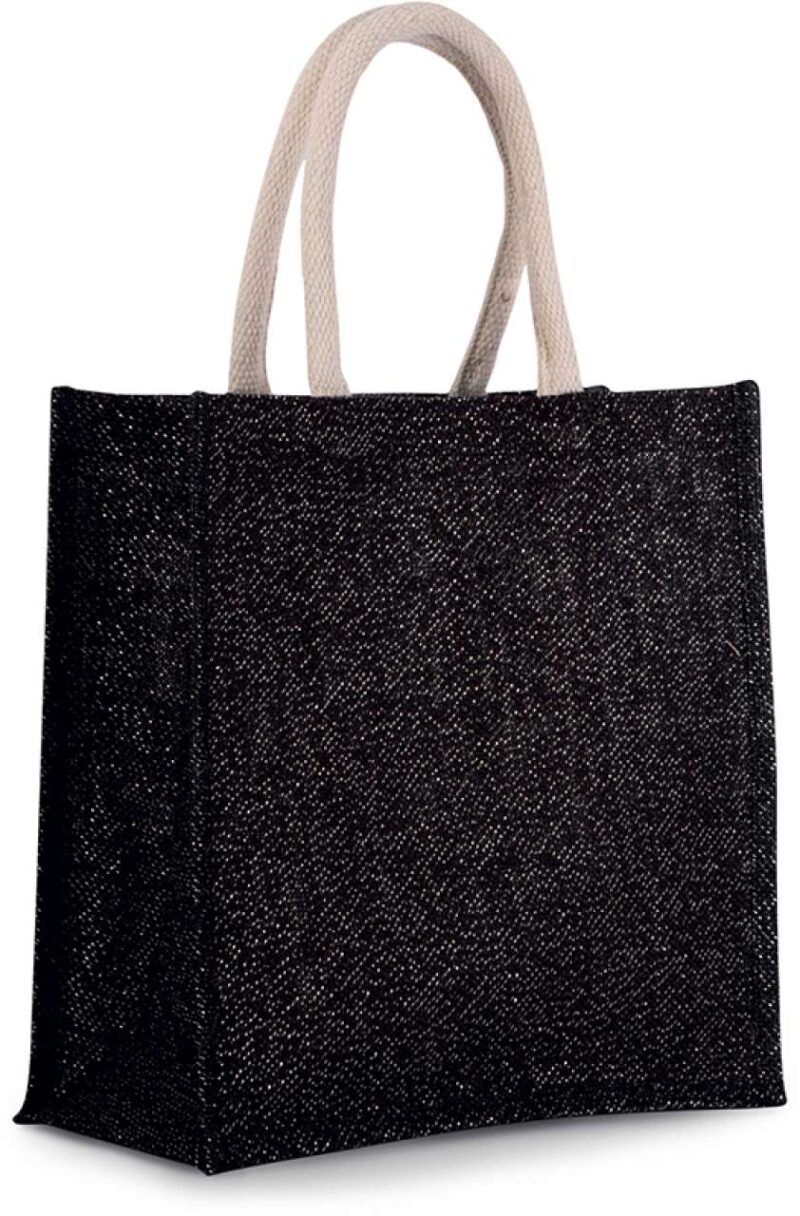 Kimood JUTE CANVAS TOTE - LARGE - Black/Silver