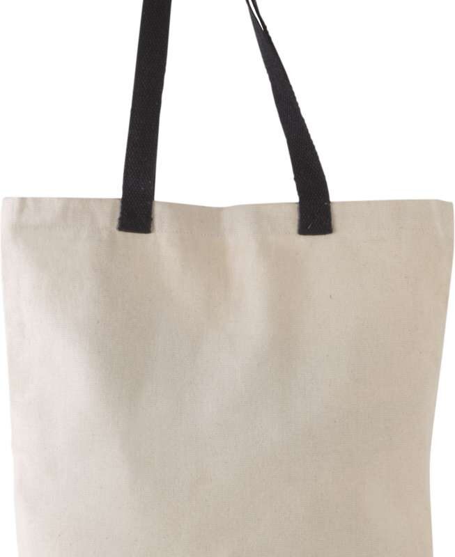 ki0277-naturalblack-a1 Kimood FLAT CANVAS SHOPPER WITH CONTRAST HANDLE - Natural/Magenta