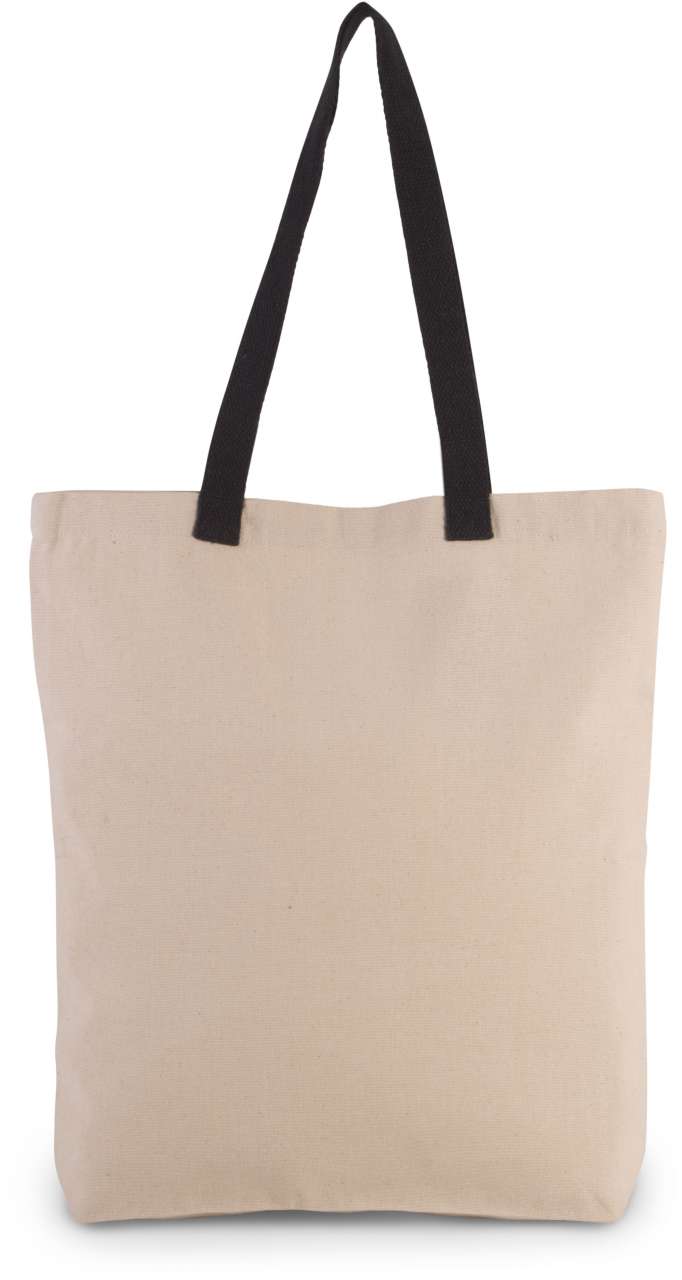 ki0278-naturalblack-a1 Kimood SOL'S K-UP CONTRAST SHOPPER WITH GUSSET BAG με COLOUR HANDLE - Natural/Radiant Orchid
