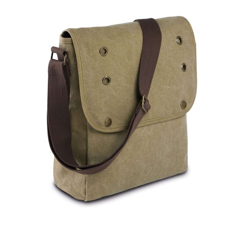 ki0302-vintage_khaki-a1 Kimood CANVAS SHOULDER BAG - Παλαιωμένο χακί