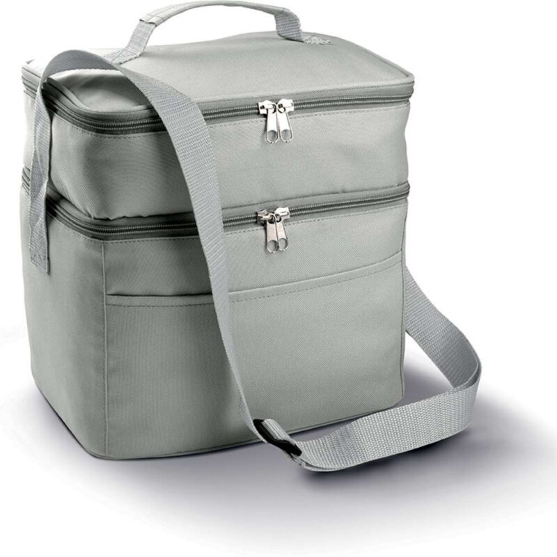 ki0317-light_grey-a1 Kimood DOUBLE COMPARTMENT COOLER BAG - Ανοιχτό γκρι