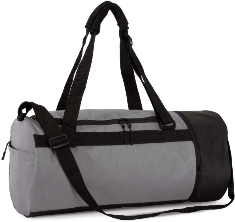 ki0630-dark_cool_greyblack-c1 Kimood TUBULAR SPORTS BAG WITH SEPARATE SHOE COMPARTMENT - Dark Cool Grey/Black