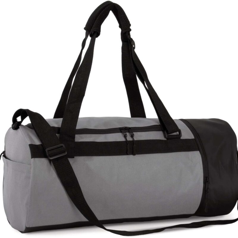 ki0630-dark_cool_greyblack-c1 Kimood TUBULAR SPORTS BAG WITH SEPARATE SHOE COMPARTMENT - Dark Cool Grey/Black