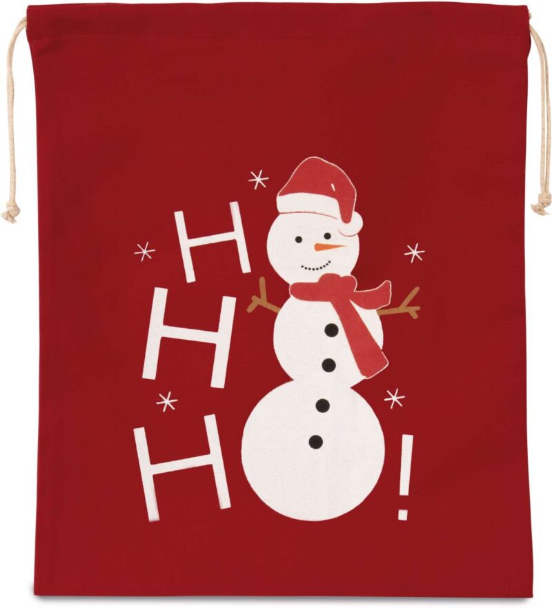 Kimood COTTON BAG WITH SNOWMAN DESIGN AND DRAWCORD CLOSURE - Κόκκινο Κεράσι
