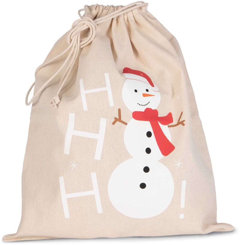 Kimood COTTON BAG WITH SNOWMAN DESIGN AND DRAWCORD CLOSURE - Φυσικό