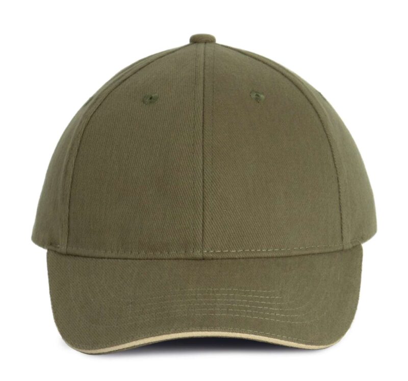 kp011-olive_green_beige-a1 K-UP ORLANDO - 6 PANELS CAP - λαδί/μπεζ