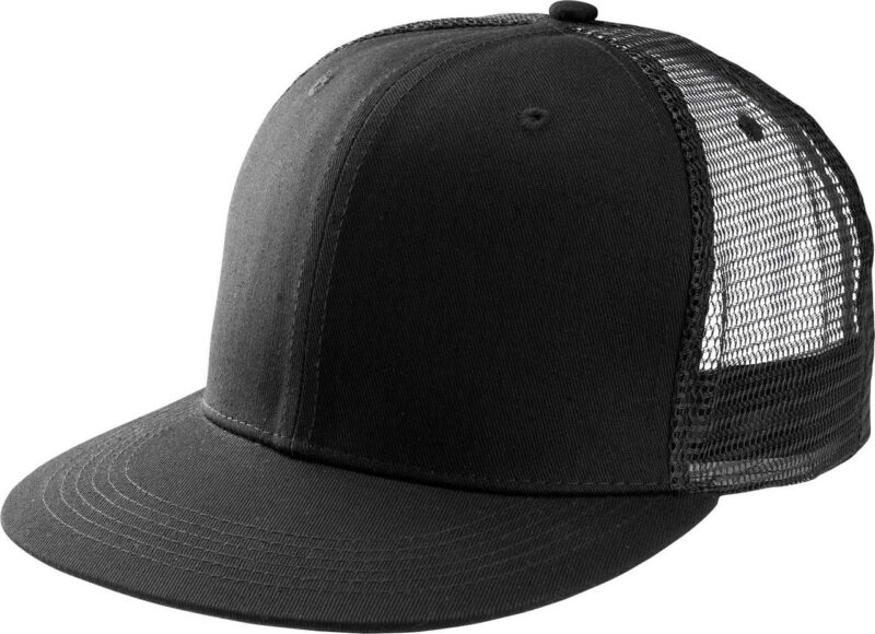 kp113-black-a1 K-UP TRUCKER FLAT PEAK CAP - 6 PANELS - Μαύρο
