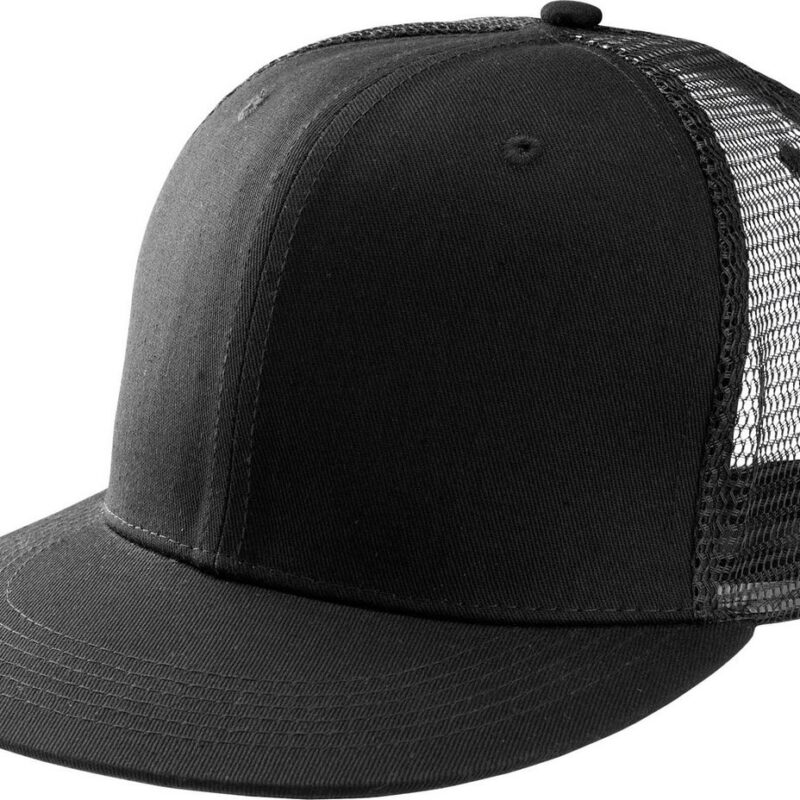 kp113-black-a1 K-UP TRUCKER FLAT PEAK CAP - 6 PANELS - Μαύρο