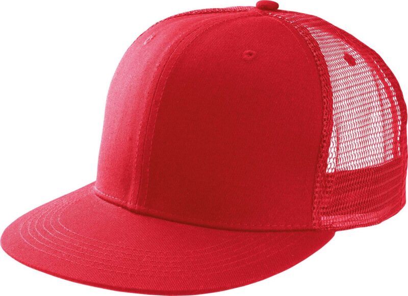 kp113-red-a1 K-UP TRUCKER FLAT PEAK CAP - 6 PANELS - Κόκκινο