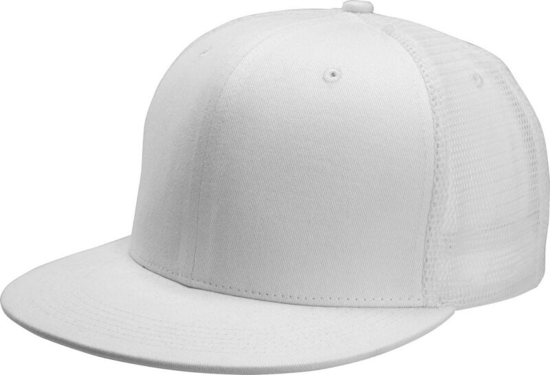 kp113-white-a1 K-UP TRUCKER FLAT PEAK CAP - 6 PANELS - Λευκό