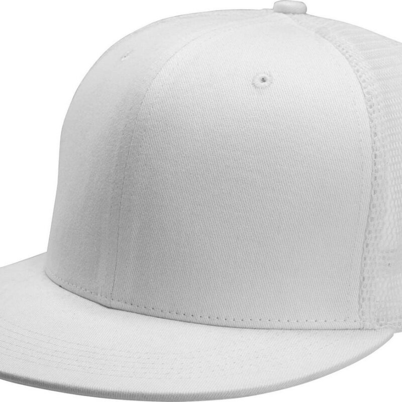 kp113-white-a1 K-UP TRUCKER FLAT PEAK CAP - 6 PANELS - Λευκό