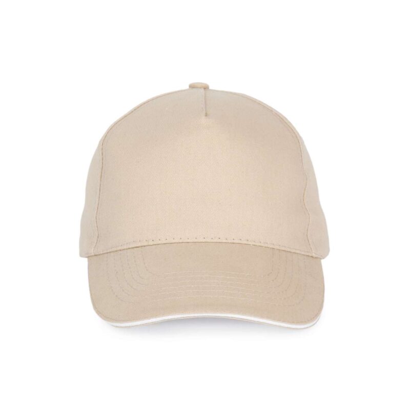 kp124-beige_white-a1 K-UP SANDWICH PEAK CAP - 5 PANELS - μπεζ/λευκό