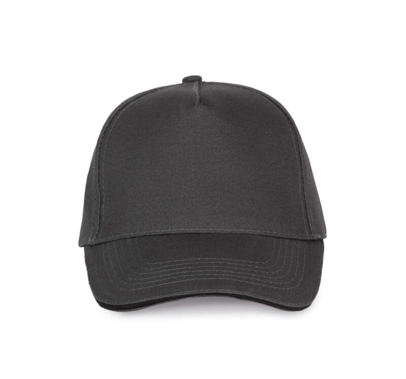 kp124-dark_grey_black-a1 K-UP SANDWICH PEAK CAP - 5 PANELS - Σκούρο Γκρι/Μαύρο