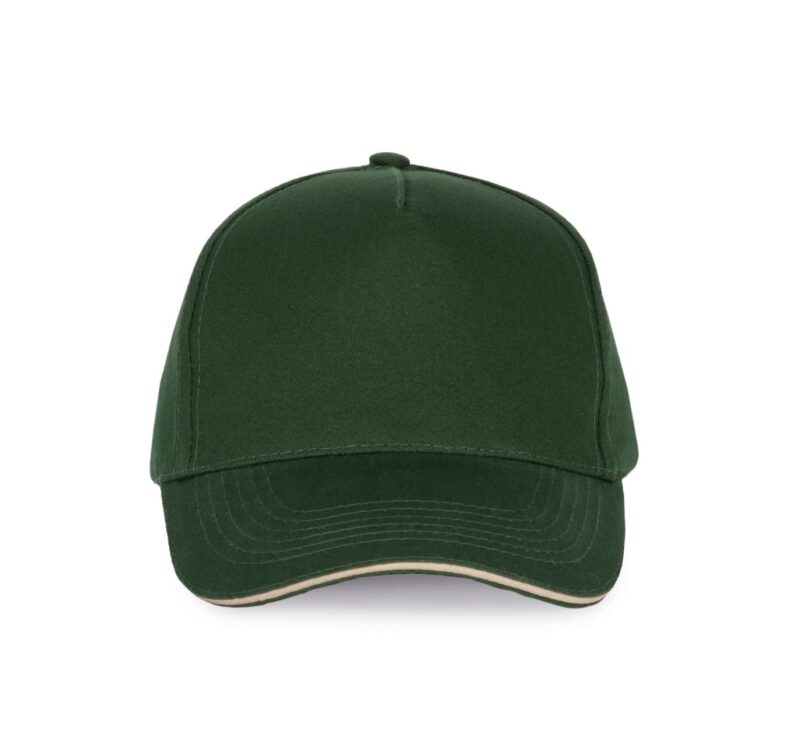 kp124-forest_green_beige-a1 K-UP SANDWICH PEAK CAP - 5 PANELS - Δασικό πράσινο/Μπεζ