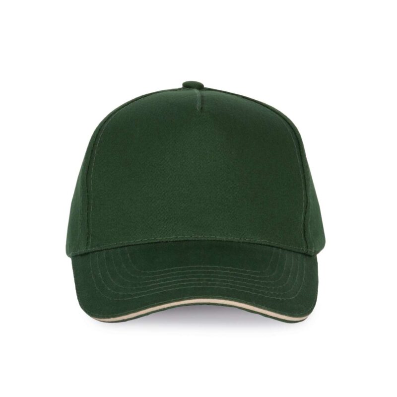 kp124-forest_green_beige-a1 K-UP SANDWICH PEAK CAP - 5 PANELS - Δασικό πράσινο/Μπεζ