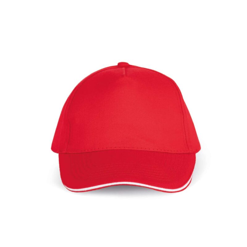 kp124-red_white-a2 K-UP SANDWICH PEAK CAP - 5 PANELS - Κόκκινο/Λευκό