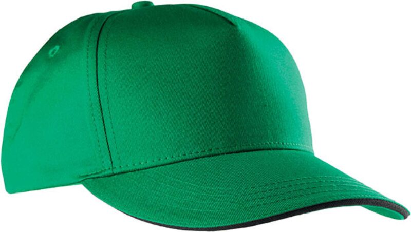 kp130-kelly_green_black-a1 K-UP SANDWICH PEAK CAP - 5 PANELS - πράσινο Κέλι/μαύρο