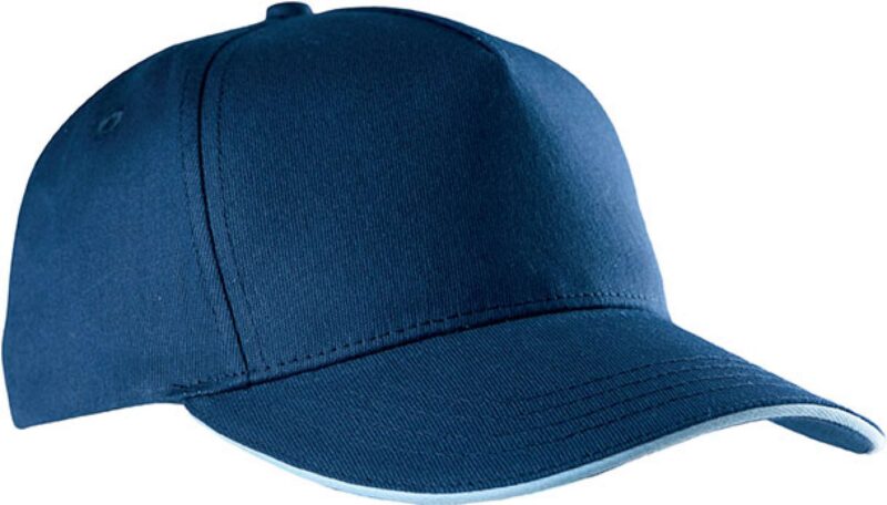 kp130-navy_sky_blue-a1 K-UP SANDWICH PEAK CAP - 5 PANELS - Μπλε σκούρο/Κίτρινο