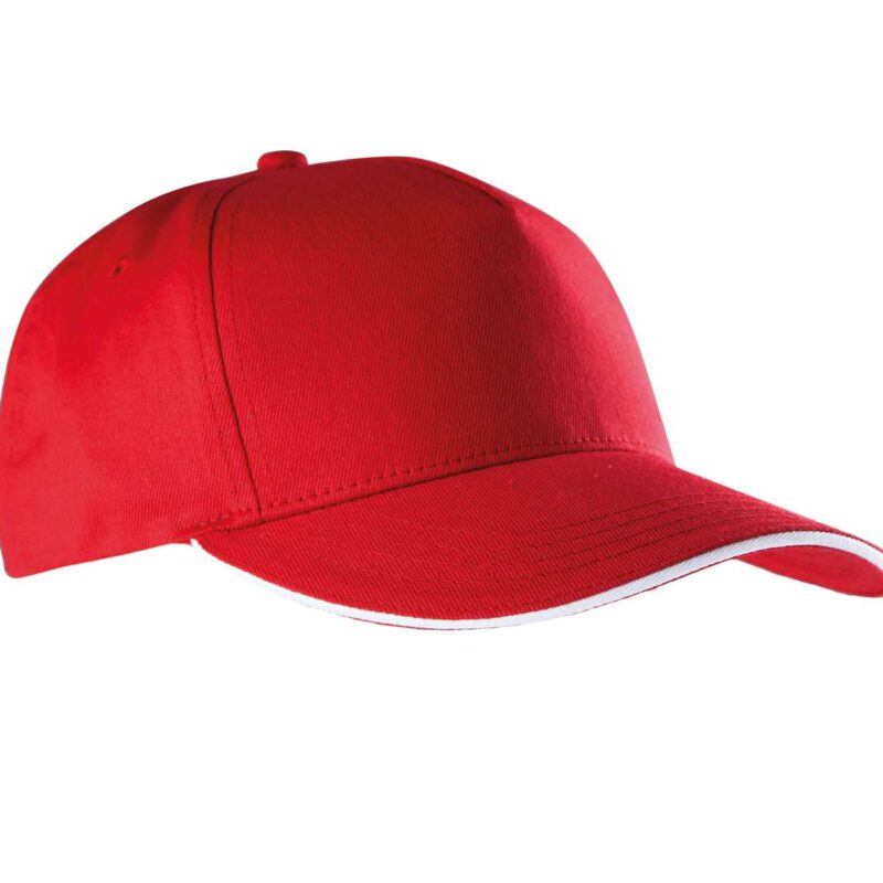 kp130-red_white-a1 K-UP SANDWICH PEAK CAP - 5 PANELS - Κόκκινο/Λευκό