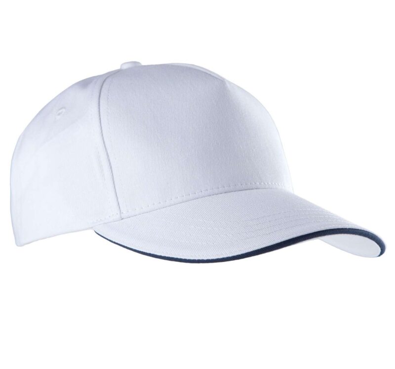 kp130-white_navy-a1 K-UP SANDWICH PEAK CAP - 5 PANELS - Λευκό/Ναυτικό