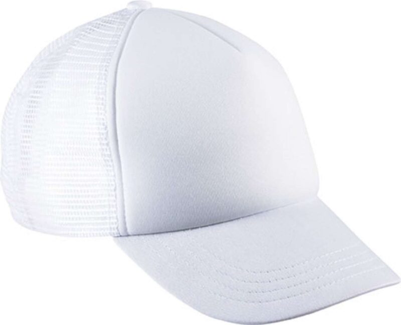 kp143-white-a1 K-UP Παιδικό TRUCKER MESH CAP - 5 PANELS - Λευκό/Μαύρο