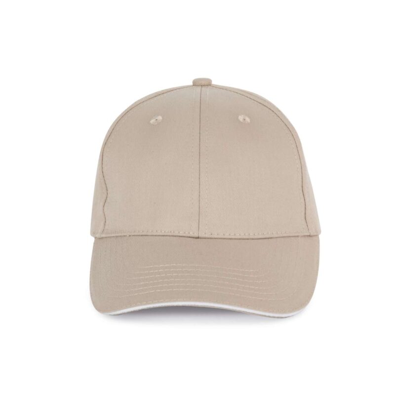 kp153-beige_white-a2 K-UP Καπέλο SANDWICH PEAK CAP - 6 PANELS - μπεζ/λευκό