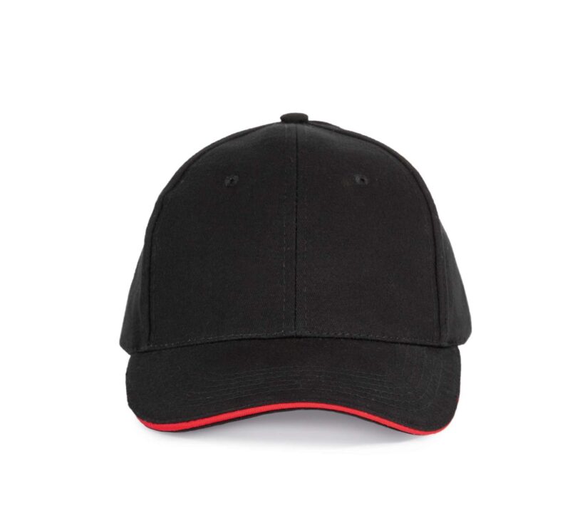 K-UP Καπέλο SANDWICH PEAK CAP - 6 PANELS - Μαύρο/Κόκκινο