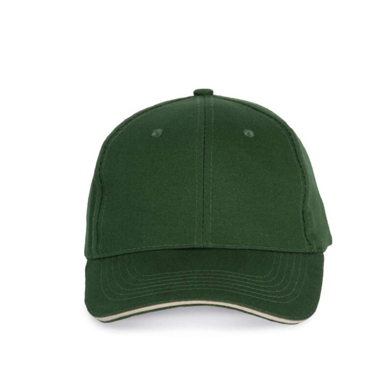 kp153-forest_green_beige-a1 K-UP Καπέλο SANDWICH PEAK CAP - 6 PANELS - Δασικό πράσινο/Μπεζ