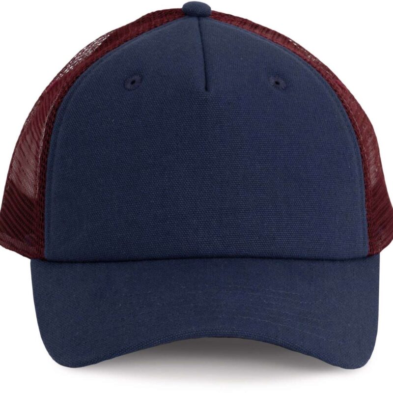 kp170-indigoindigowine-a1 K-UP TRUCKER CAP - 5 PANELS - Indigo/Indigo/Wine