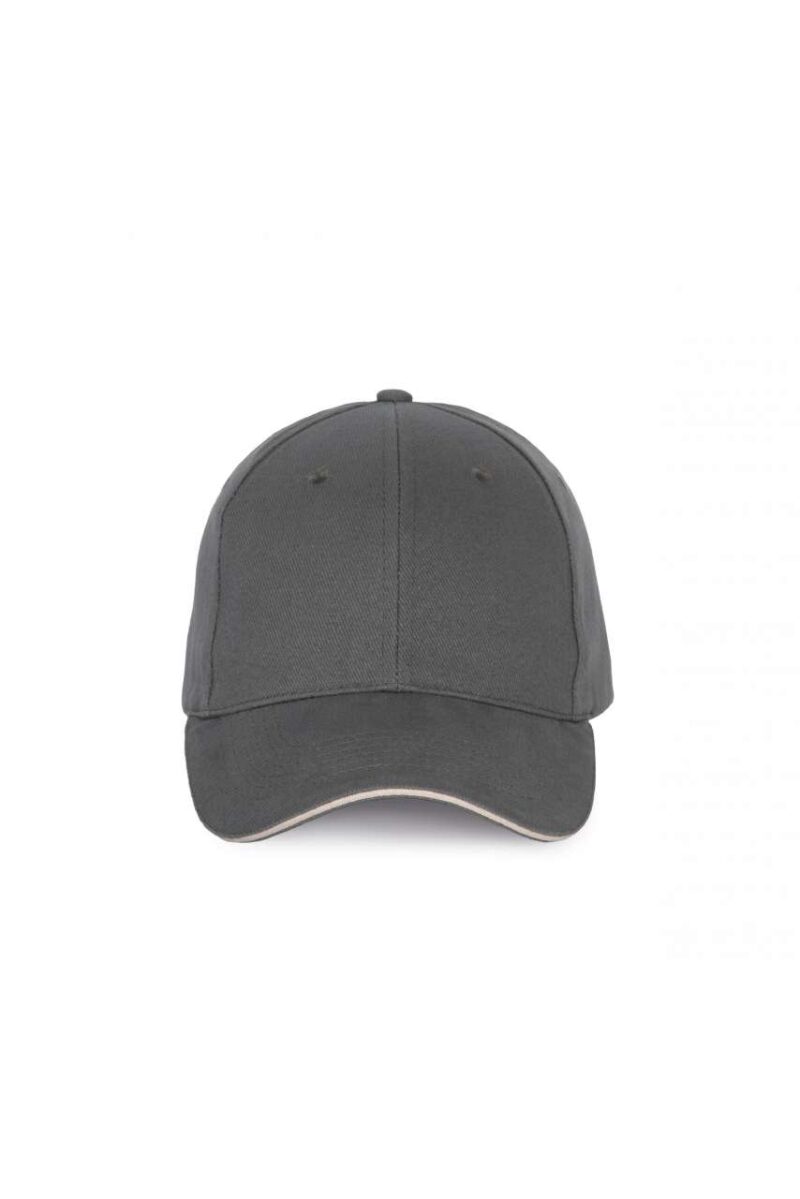 kp185-dark_grey_light_grey-a1 K-UP Καπέλο 6 CAP με CONTRASTING SANDWICH PEAK και PANELS - Σκούρο Γκρι/Ανοιχτό Γκρι