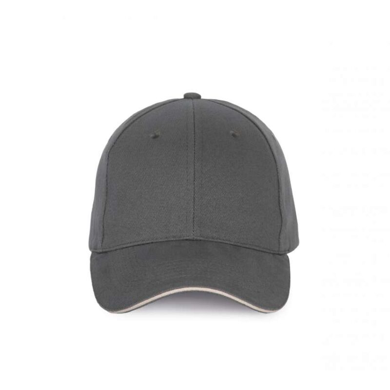 K-UP Καπέλο 6 CAP με CONTRASTING SANDWICH PEAK και PANELS - Σκούρο Γκρι/Ανοιχτό Γκρι