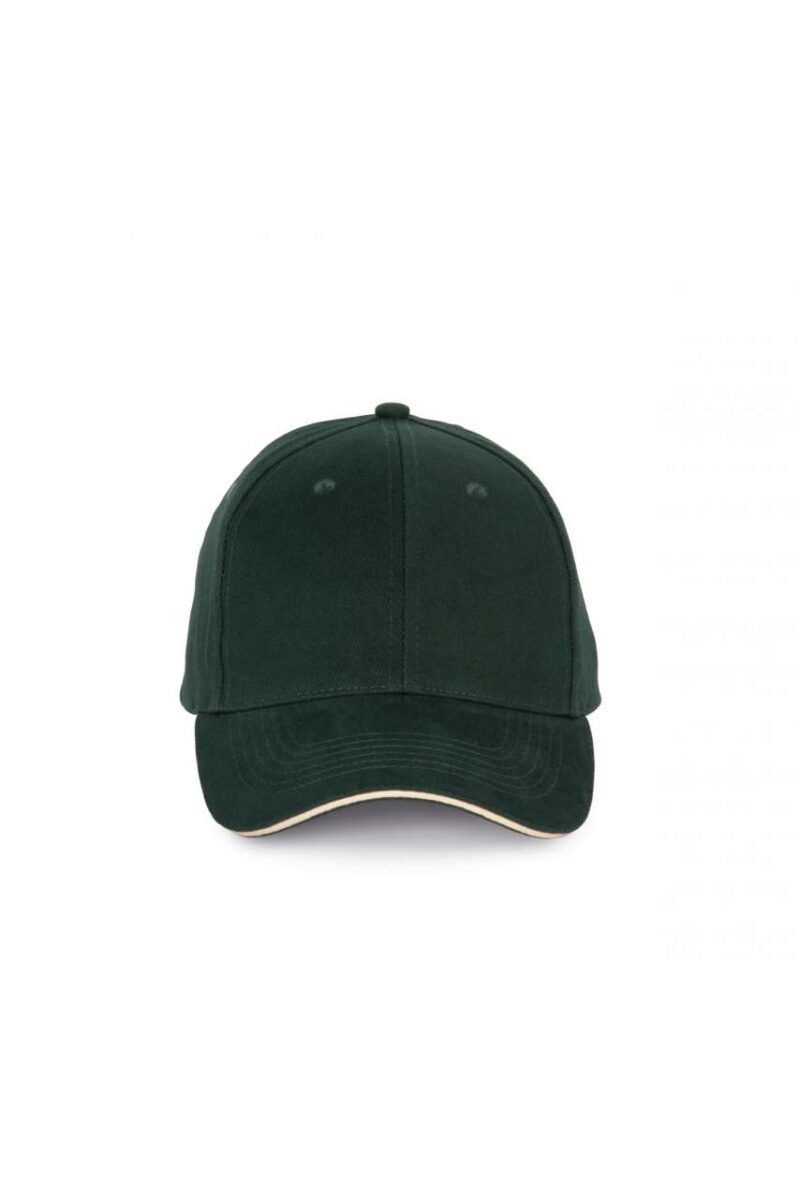 kp185-forest_green_beige-a1 K-UP Καπέλο 6 CAP με CONTRASTING SANDWICH PEAK και PANELS - Δασικό πράσινο/Μπεζ
